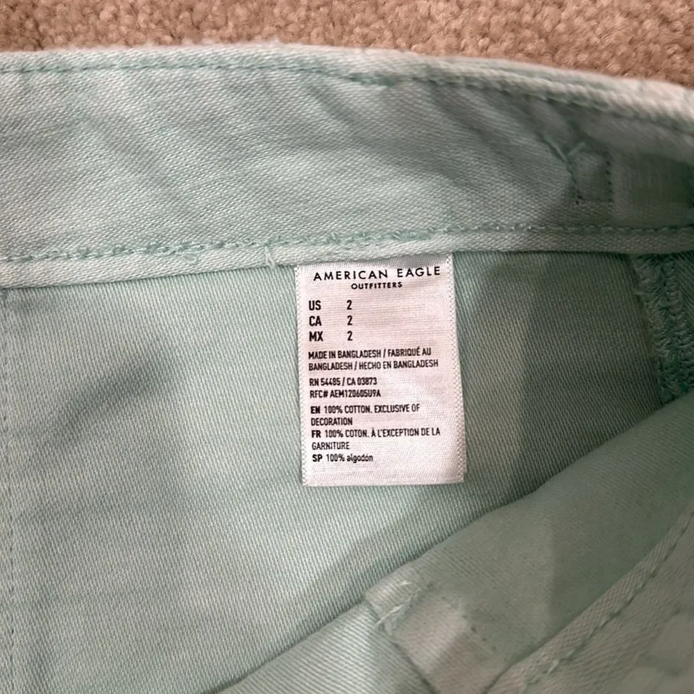American Eagle High-Waisted Utility Khaki Short Aqua Blue Green Women Size 2